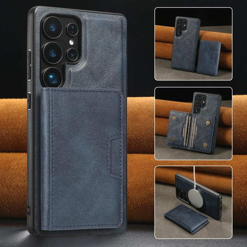 Wireless Charging Flip Leather Phone Case For Samsung Galaxy S26 Ultra S25 Plus S24 Ultra S23 Magnetic Wallet Card Cover Coque