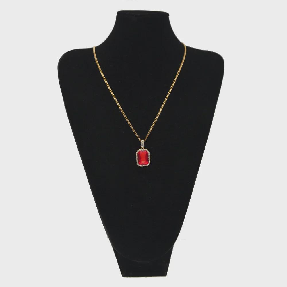 Men's Hip-Hop Diamond Gemstone Pendant Necklace - Trendy, Versatile Alloy Jewelry