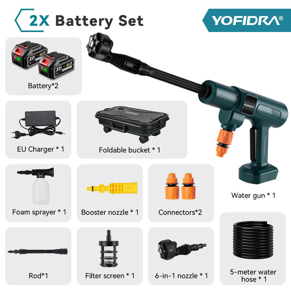 Yofidra 200Bar Brushless High Pressure Washer Water Gun Car + Bucket Wash Garden Cleaner Spray Gun For Makita 21V Battery Pin