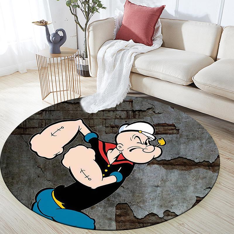 Popeye the Sailor3 Round Area Rug,Carpet Rug for Living Room Bedroom Sofa Playroom Decor,Non-slip Floor Mat