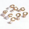 Stainless Steel Earrings Gold Plated Small Hoop with Round Pear Cut Zirconia Dangle Minimalist Elegant Earrings for Women