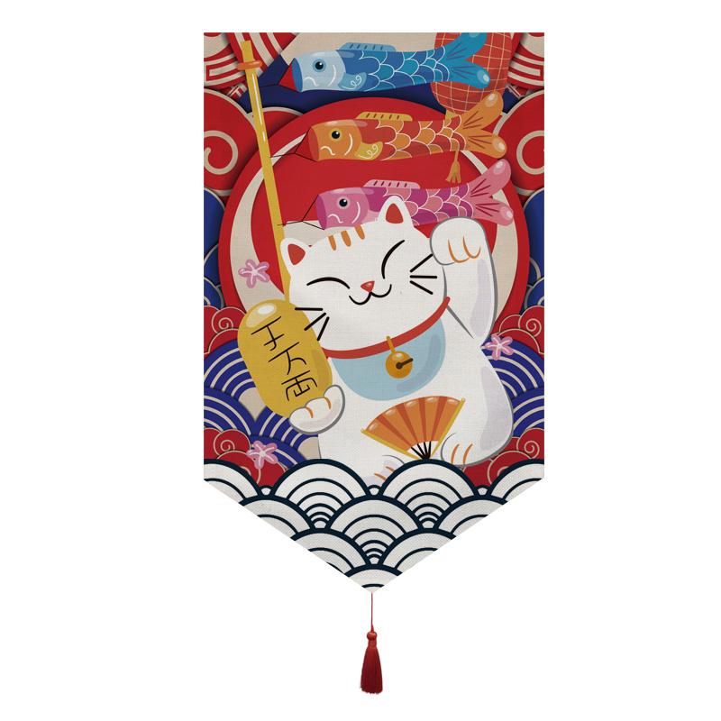 Japanese Short Curtain Doorway Noren Sushi Shop Triangle Flag Kitchen Home Decor Drapes Ramen Restaurant Hanging Half-Curtain