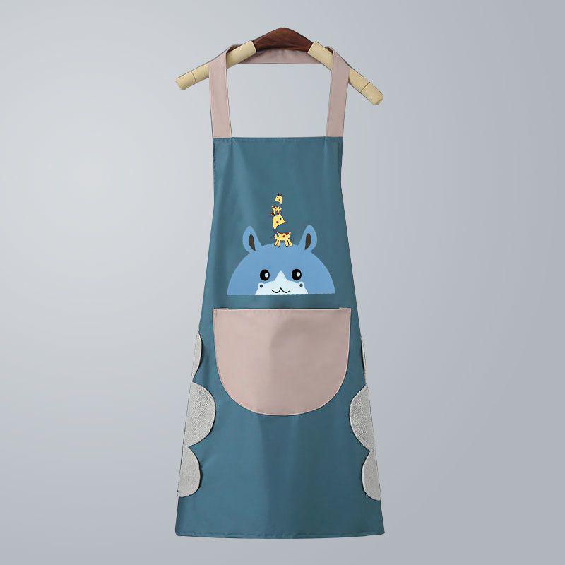 Waterproof Oilproof Cute Kitchen Apron with Hand Wipe for Men and Women