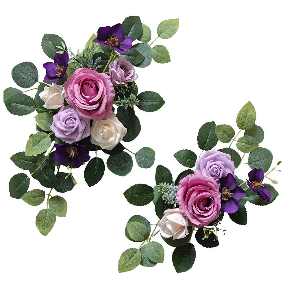 Wedding decor (pack of 2) Welcome Sign Flower Backdrop Garland For Ceremony Reception Wall Easel Outdoor Board Head Table Decor