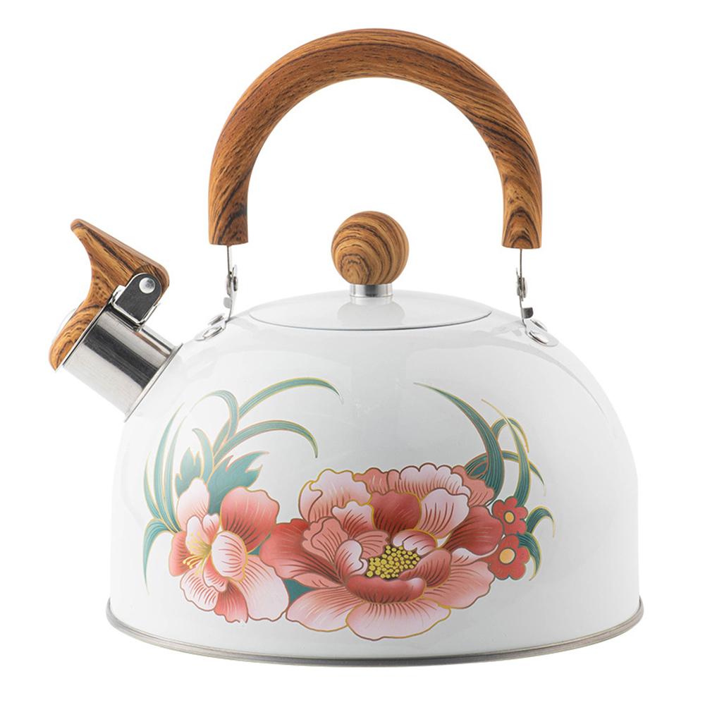 

New stainless steel whistle kettle, Peony flower boiling water pot, High-capacity tea kettle, Household kitchenware, 3L 3L