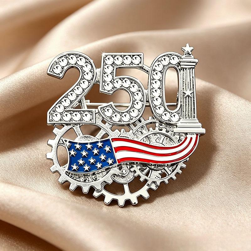 Strass-Amerikafahne-Brosche Trendiges Kranz-Schleifen-Design Leicht Tragbar Patriotischer Anstecker für Unabhängigkeitstag Party Ausflüge Tragen