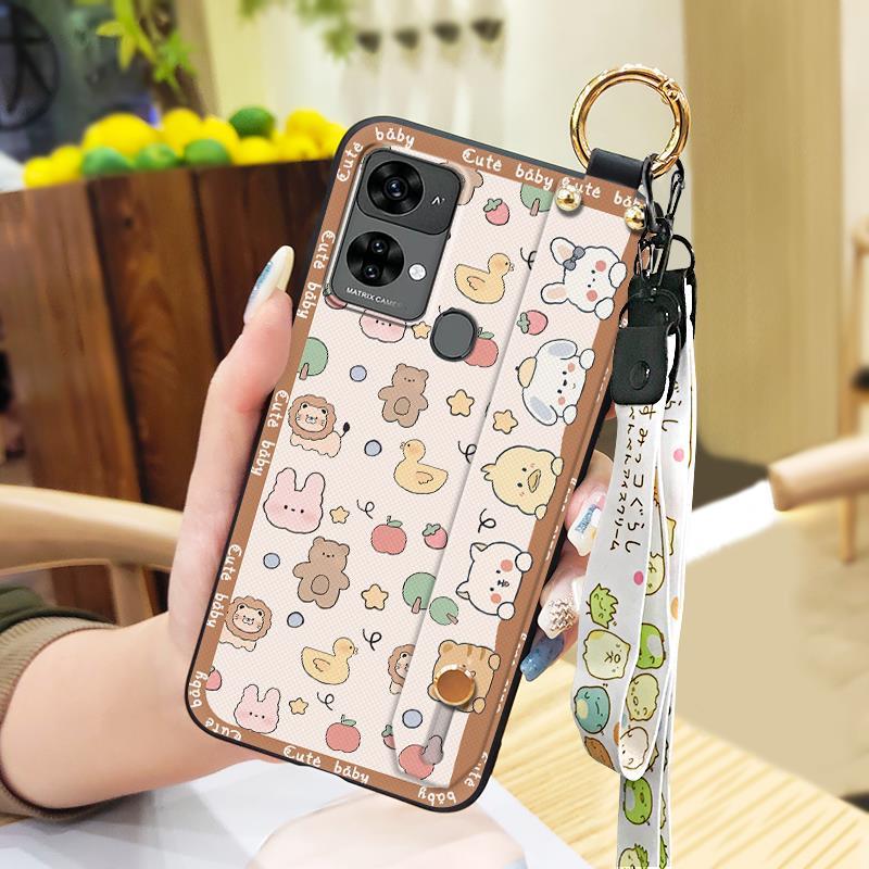 Silicone Lanyard Phone Case For Oukitel C33 Cute Back Cover Anti-dust Dirt-resistant Wristband Soft Case Waterproof Ring