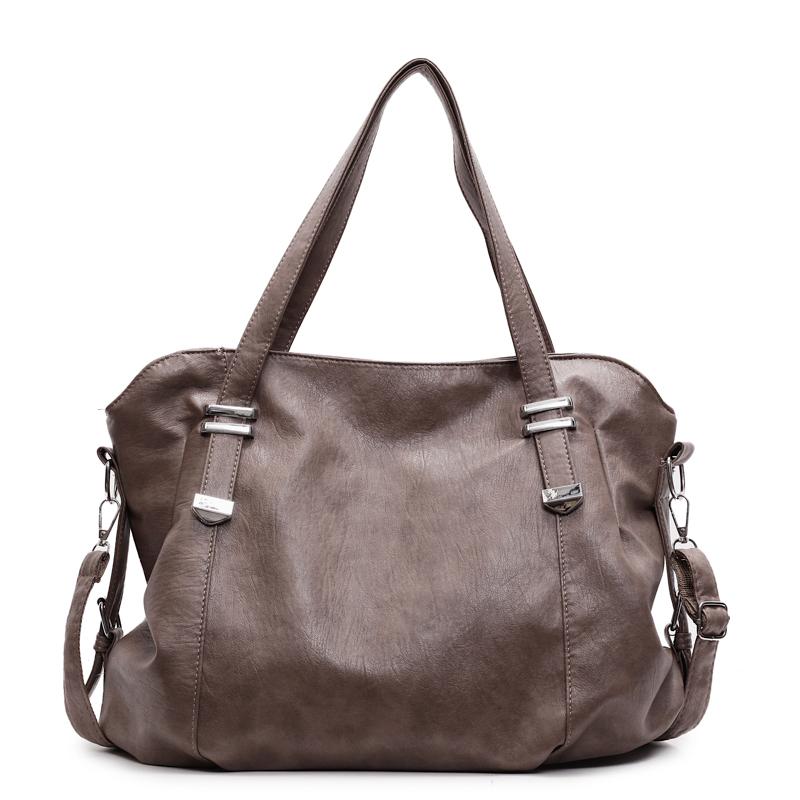 Large Capacity Shoulder Bags for Women Large Shopper Bag Solid Color Soft Leather Crossbody Handbag Ladies Retro Travel Tote Sac