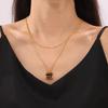 Stacked Wind Tiger'S Eye Stone Pendant Necklace Women'S Titanium Steel Plated 18K Gold Light Luxury Collarbone Chain