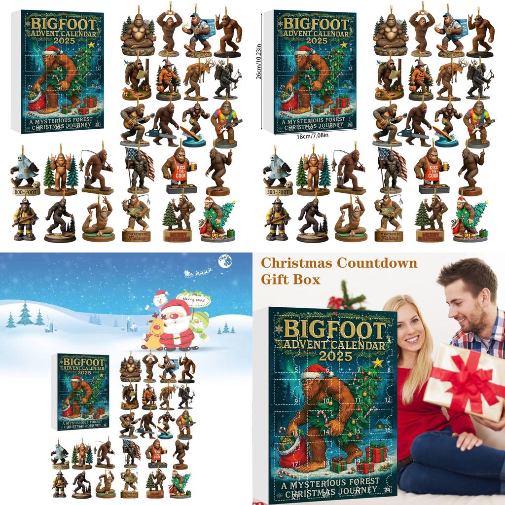 Kerst Adventskalender Met Bigfoot Monster Acryl Feestdecoratie Voor Party Cadeaus