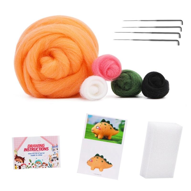 

Animal Needle Felting Supply Beginner Needle Felting Tool with Instruction Wool Roving Wood Handle and Accessories