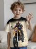 Motorradfahrer Jungen T-Shirt 3D Gedrucktes T-Shirt für Jungen 2-10 Jahre Kurzarm T-Shirt Oberteil Baby Kind Sommer Trendiges Street Kinder Oberteil