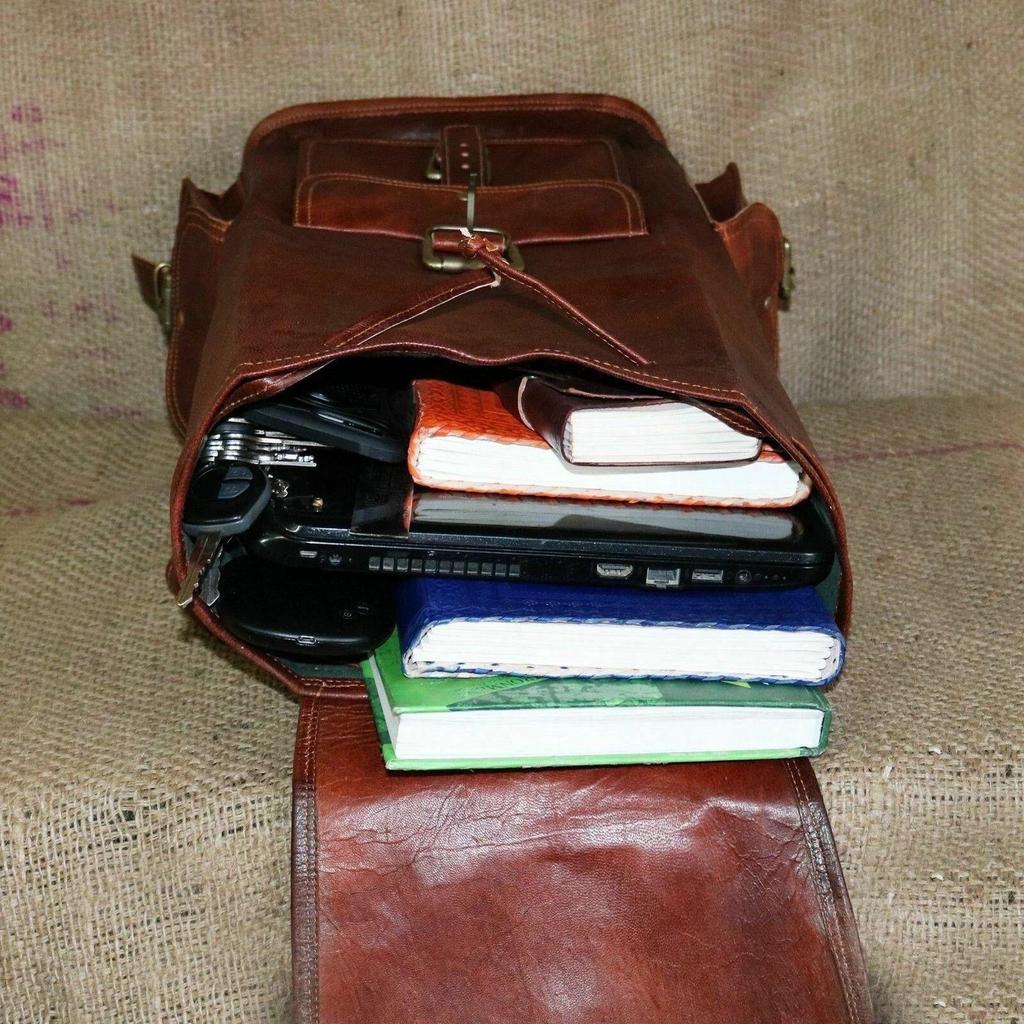 Leather Backpack Vintage Rucksack Genuine Men's Brown Travel Bag