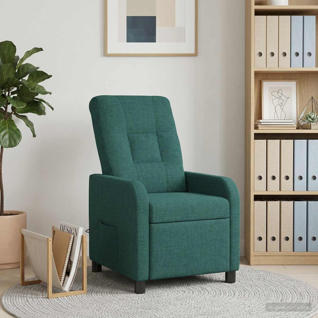Massage Recliner Dark Green Fabric