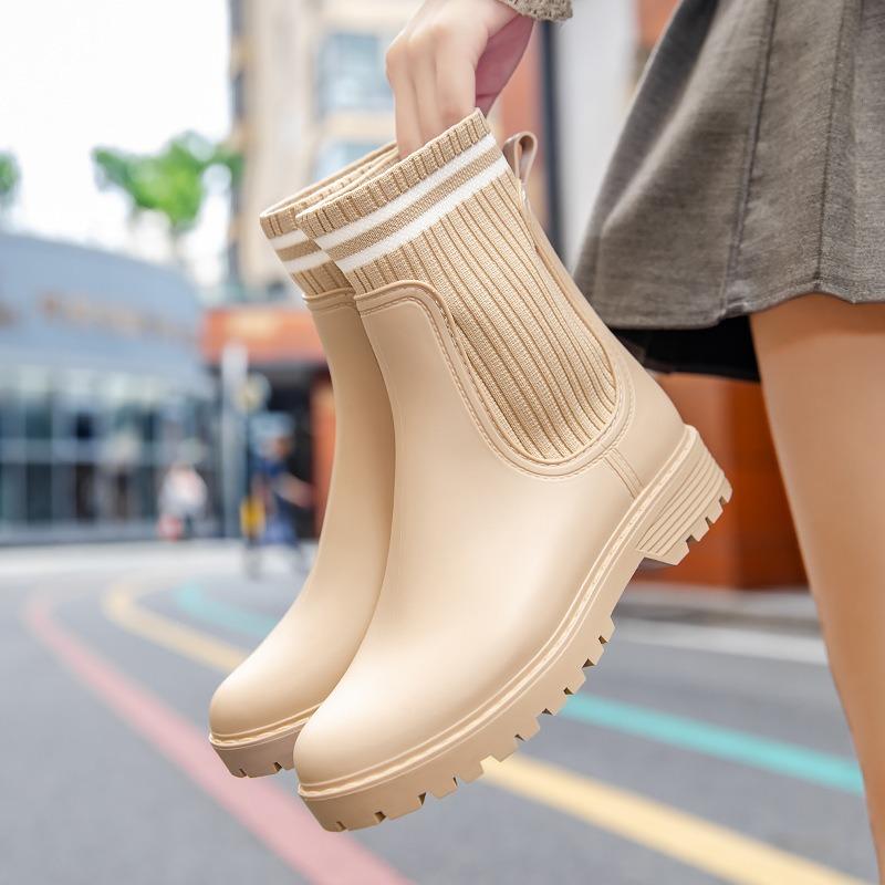 rain boots women's waterproof rain shoes women's outdoor new water shoes waterproof and wear-resistant water shoes platform rubber shoes women