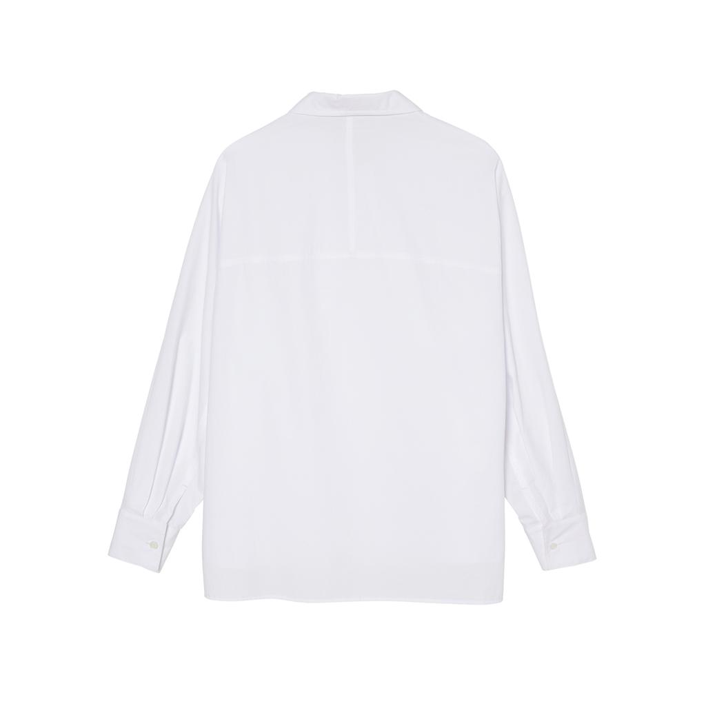 LEFTSEOUL Stand Collar Double Pocket Cotton Shirt [White]