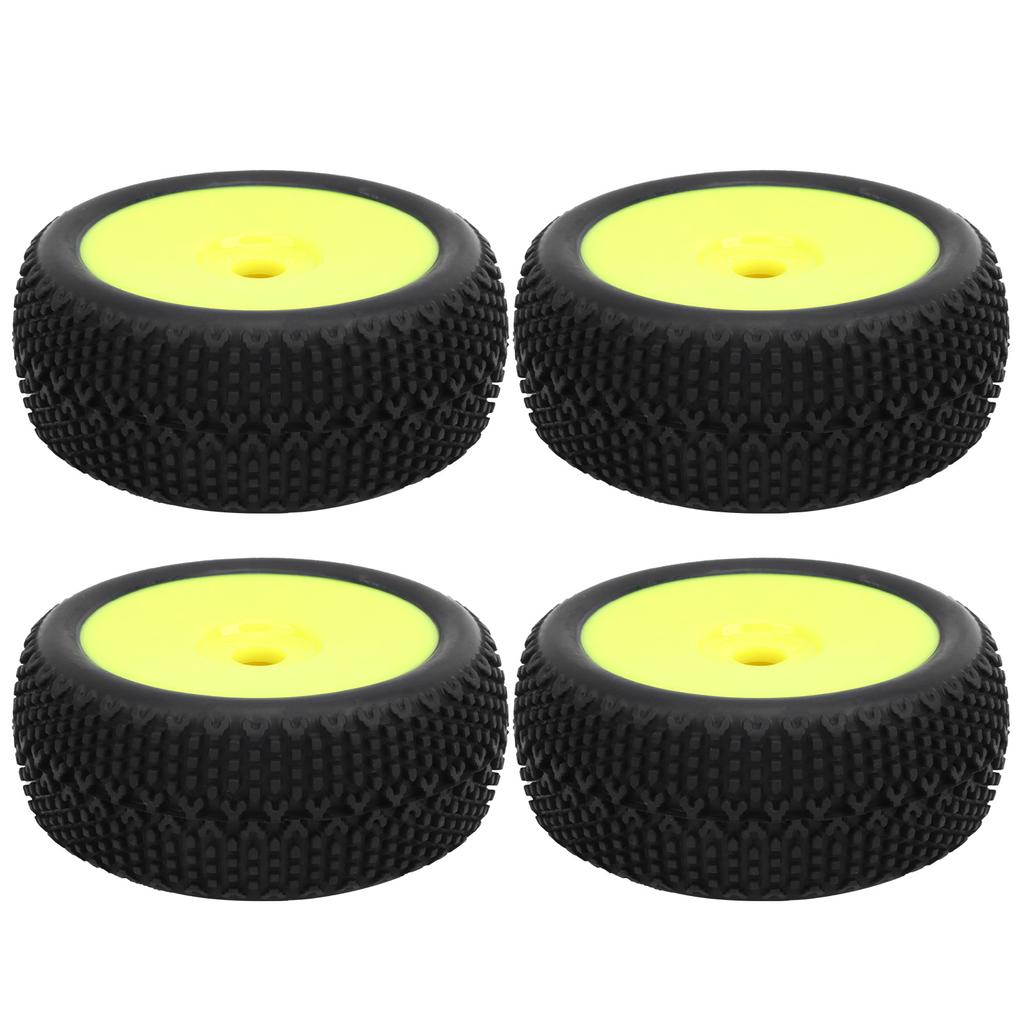 4pcs RC Car Tires Yellow Wheel Frame Rubber Tires Accessory Upgrade Parts for 1 8 RC Car Model