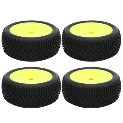 4pcs RC Car Tires Yellow Wheel Frame Rubber Tires Accessory Upgrade Parts for 18 RC Car Model