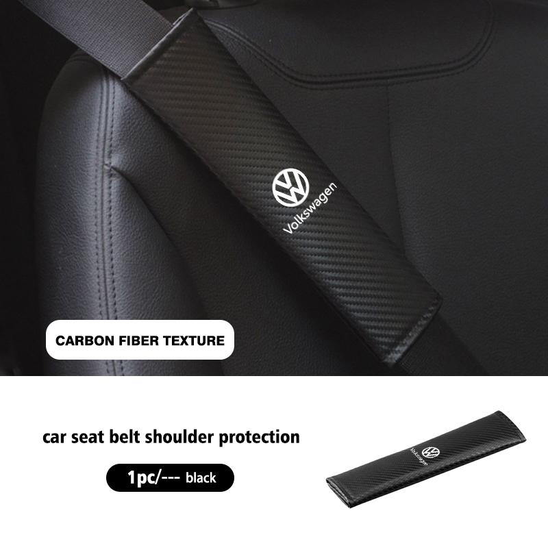 BIG1 For Volkswagen VW 2pcs Car Seat Belt Shoulder Protector Litchi Grain Fatigue Relief Pad Polo Jetta Sagitar Magotan Passat B5 B6
