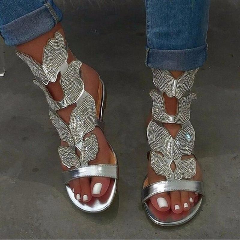 Fashion 2025 Summer Fashion Sandals for Women Plus Size Butterfly Crystal Gladiator Sandals Comfortable Open Toe Shoes Woman Sandalias