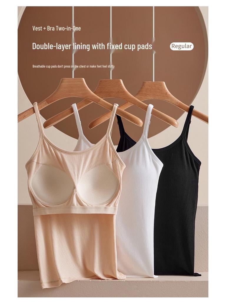 Γυναικείο Μοντάλ Αμάνικο Τοπ με Ενσωματωμένες Ενισχύσεις Στήθους - Μακρύ, Κομψό Βασικό Τοπ