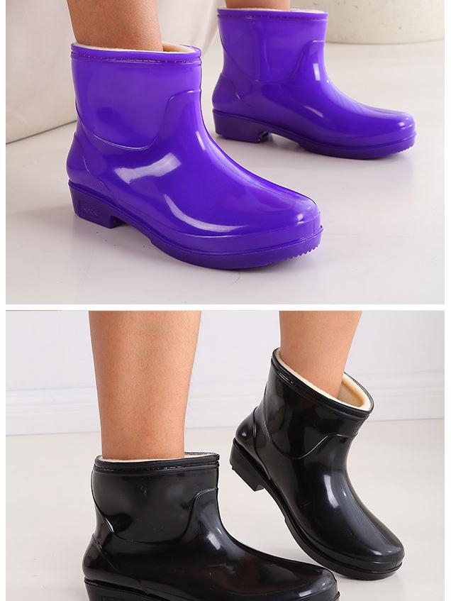 Women's Fleece-Lined Waterproof Rubber Rain Boots with Thick Non-Slip Sole