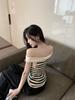 Women's Summer Off-the-Shoulder Striped Knit Sleeveless Top