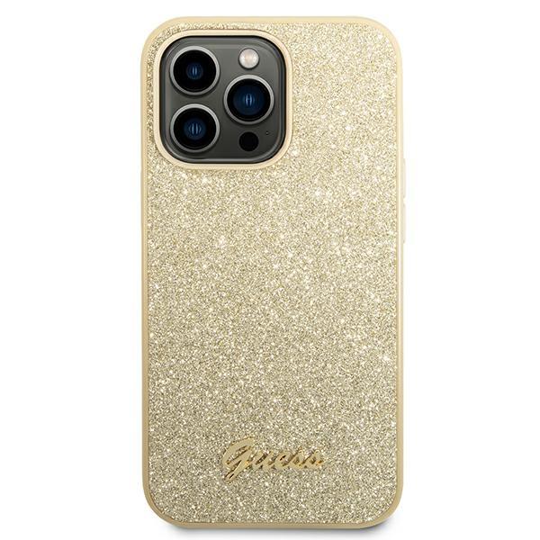 Guess Guhcp14Lhggshd Iphone 14 Pro6,1 Złoty/Gold Hard Case Glitter Script
