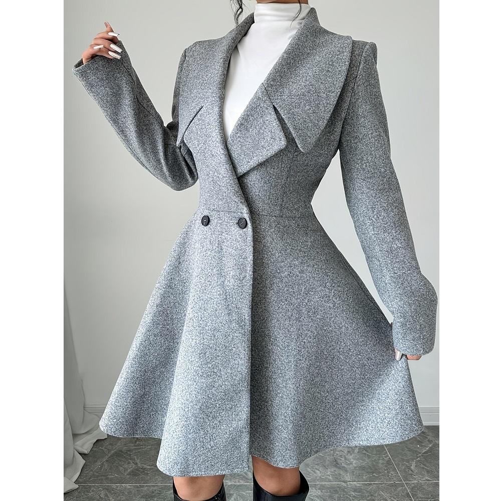 Manteaux en Laine pour Femmes Manches Longues Col Rabattu Vestes Dames Automne Hiver Vêtements d'Extérieur Manteau