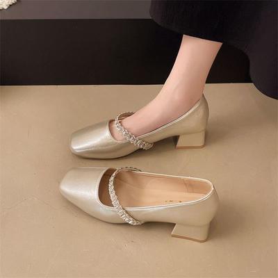 French Mary Jane Shoes Silver Light Mouth Temperament with Skirt Spring and Autumn Single Shoes Women's 2025 New Versatile Commuter Women's Shoes