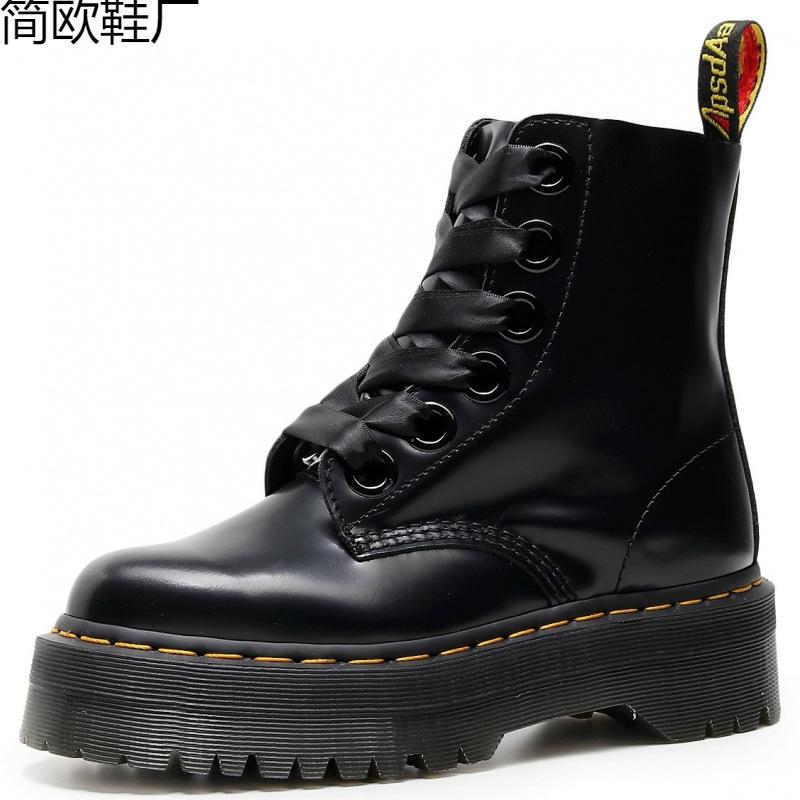 

Мартінси на платформі модні чоботи жіночі, Британські жіночі короткі чоботи мафін шнурівка машина 45