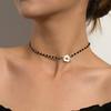 Vintage Black Bead Chaintassel Pendant Necklace For Women Boho Simple Choker Jewelry Gift