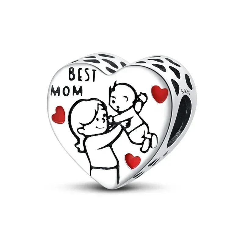 copper Heart Shaped Warm Family Love Mother Pendant Baby Feet Pacifier Charm Bead Charms Bead Charms Compatible With Bracelets Jewellery Gift