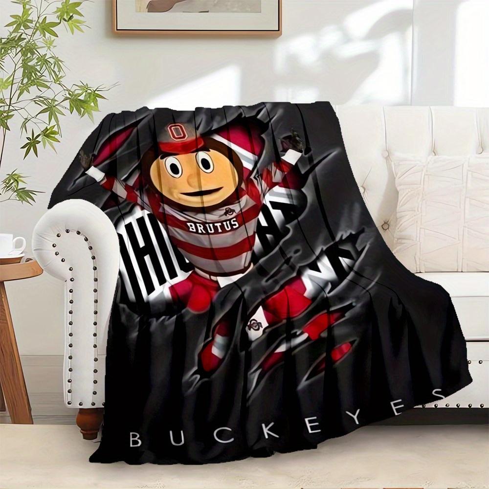 

1pc Brutus,Ohio State,BuckeyesTheme Digital Printed Flannel Blanket, Super Soft Plush Fleece Bed Cover, Multi-Function Four Seasons Hypoalle 100x150cm