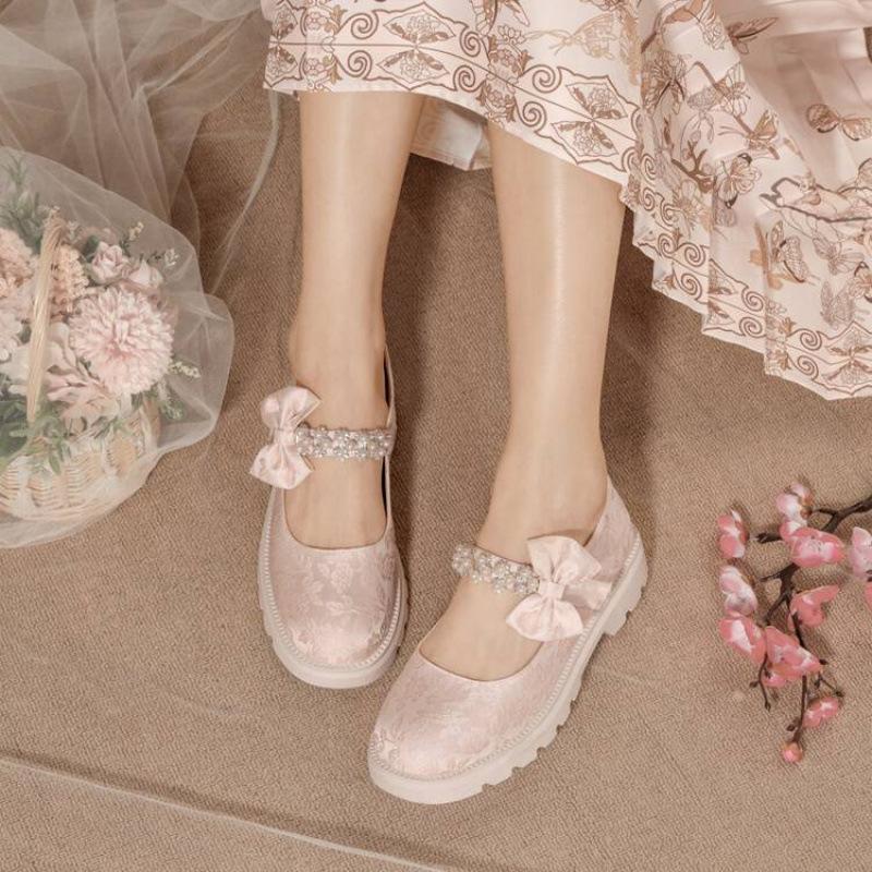 

Обувь Ханфу для девочек на все четыре сезона, на толстой подошве, нескользящая, студенческая обувь для девочек, средняя и большая, детская удобная обувь с пряжкой, туфли принцессы ципао для женщин 39 (inner length 24.5cm)