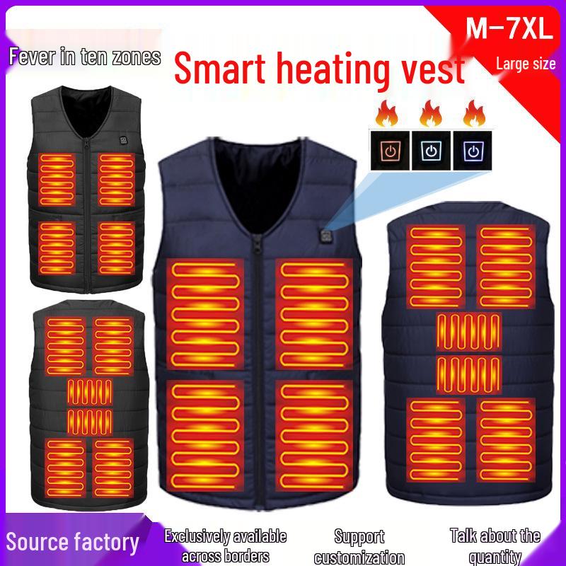 Smart Heating Vest - Thickened V-neck Jacket with Three-level Temperature Control for Men & Women, Ideal for Autumn/Winter