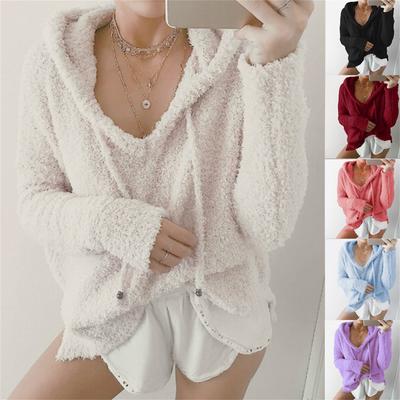 Haut à manches longues pour femme, chemisier chaud d'hiver, sweat-shirt à capuche, pull-over
