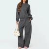 Set 2 Pezzi/Set Tuta Pantaloni Felpa con Cappuccio da Donna Stampa Fiocco Maniche Lunghe con Cappuccio Top Pantaloni Gamba Larga Vita Regolabile Abbigliamento Sportivo Tuta Autunno Inverno