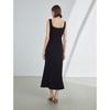 LANGZI French Style Slim Black Mermaid Midi Dress