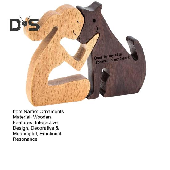 2Pcs Dog Memorial Gifts for Women Wooden Carving Dog Ornaments Loss of Dog Sympathy Gift Shake Head Feature Comforting Remembrance Figurine