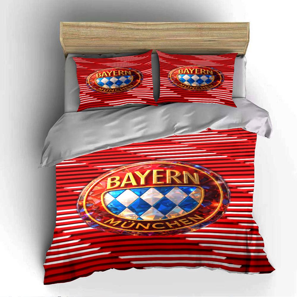 Bayern Múnich Conjunto Rayas Rojas Ropa de Cama Funda Nórdica Juego de Funda Nórdica Fundas de Almohada Decoración del Hogar (1 * Funda de edredón 2 * Fundas de almohada, sin relleno de edredón)