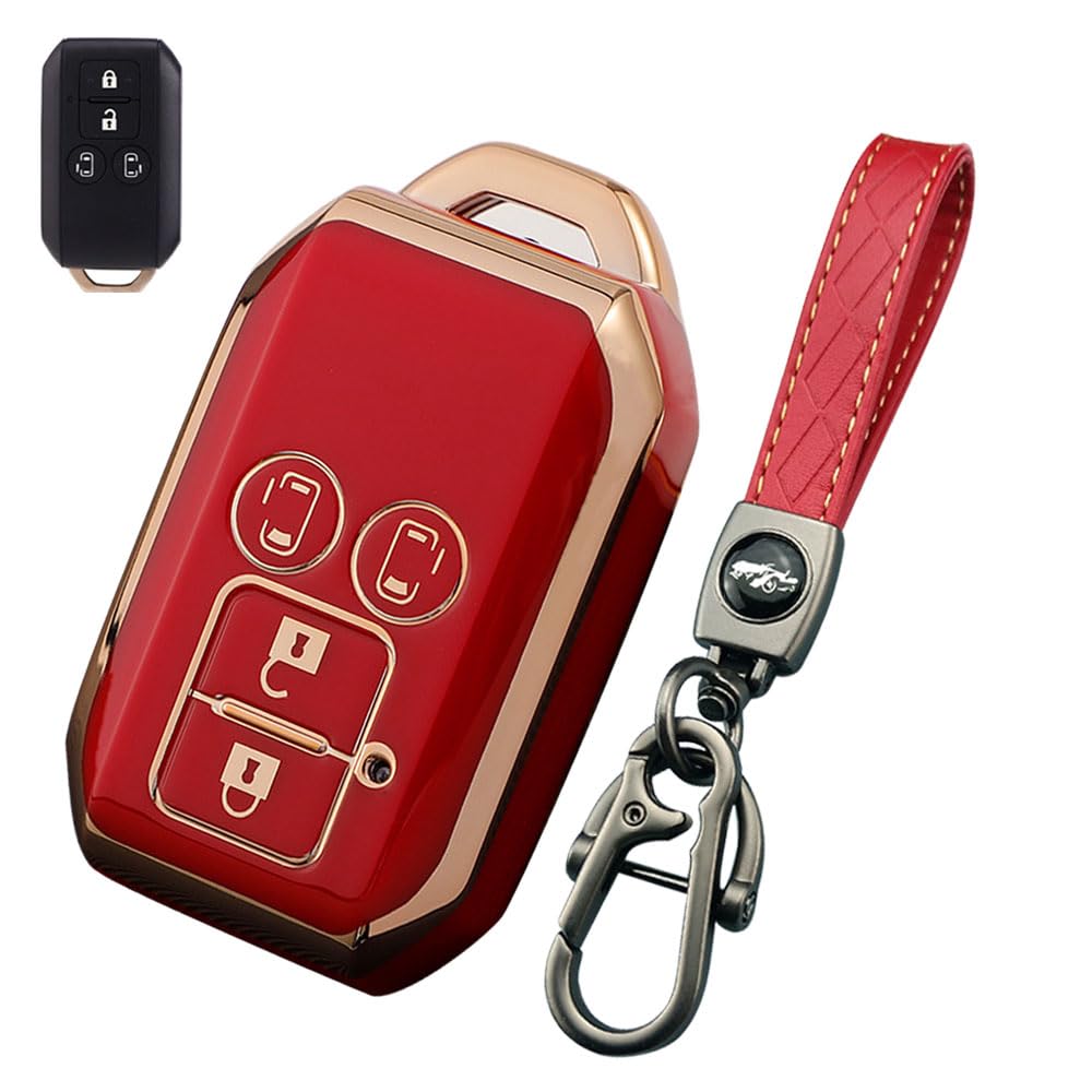 [LETINGFAR] Key Case for Suzuki, Smart Key Case, Key Cover, красный