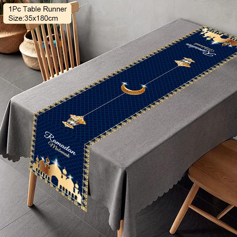 Ramadan Decoration Table Runner EID Mubarak Decor 2025 For Home Tablecloth Ramadan Kareem Islamic Muslim Party Eid Al-Fitr Gifts