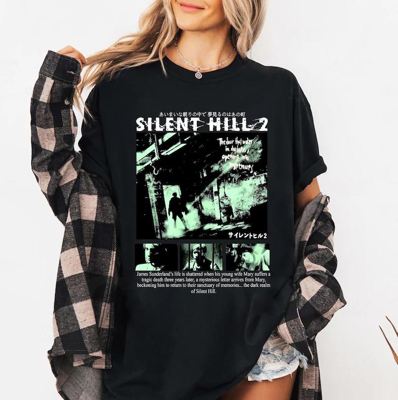

Silent Hill 2 T-Shirt – Pyramid Head amp James Sunderland Retro Horror Gamer Tee Unisex T-Shirt S