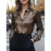 Shirt Women Satin Simulation Silk Long Sleeve Blouse New