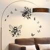 Bee Butterfly Floral Toilet Wall Sticker Self-Adhesive Waterproof Removable for Bedroom Living Room Background Wall Home Decor Art