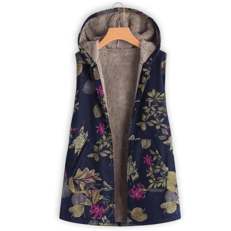 

Зимнее флисовое пальто, утепленный жилет, свободная куртка без рукавов с капюшоном и принтом для весеннего и зимнего тепла XL