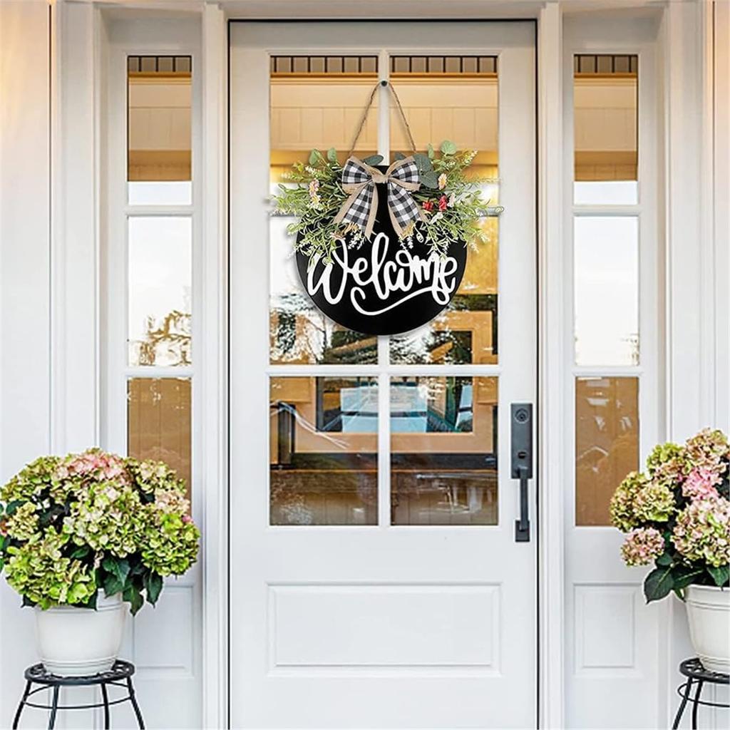 20Pack Wood Circles for Crafts,12 Inch Blank Round Door Signs with 8 Pcs Decoration Bows and 20 Pcs Ropes,for Decoration