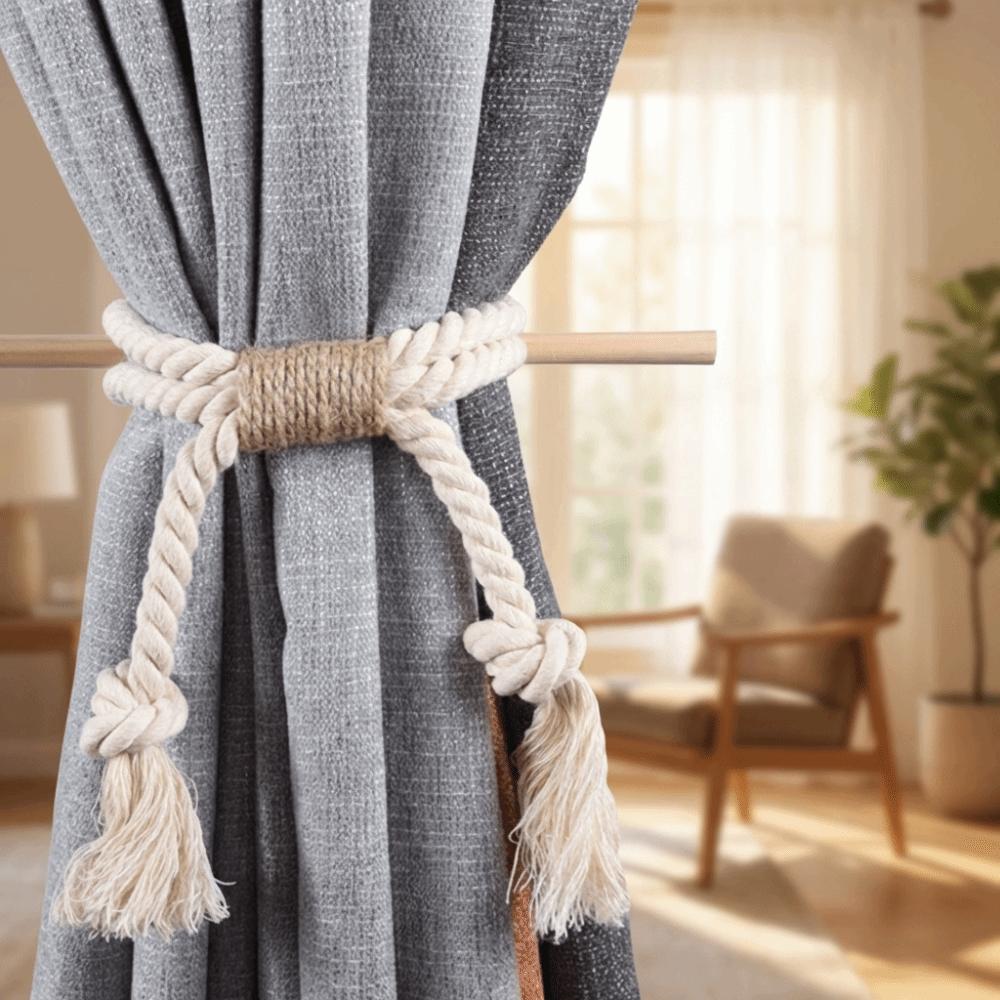 Handmade Curtain Tiebacks Solid Wood Sticks Curtain Buckle Curtain Binding Rope  Living Room