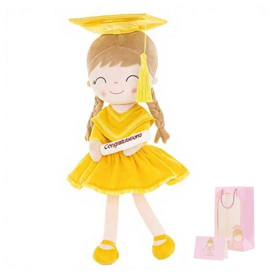 

2026 Graduation Plush Doll with Cap & Gown Soft Stuffed Toy for Kids 13-Inch Commemorative Gift for Kindergarten Preschool Elementary Grads 35cm жёлтый